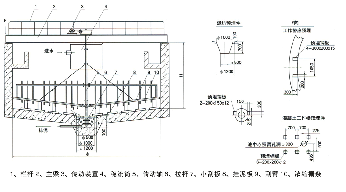 NZS型中心傳動濃縮機(jī)外形結(jié)構(gòu)